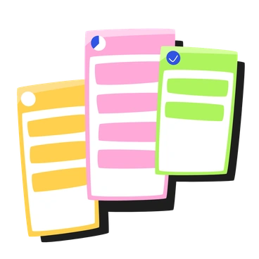 To do, In progress, and Done columns of the kanban board animated illustration in GIF, Lottie (JSON), AE