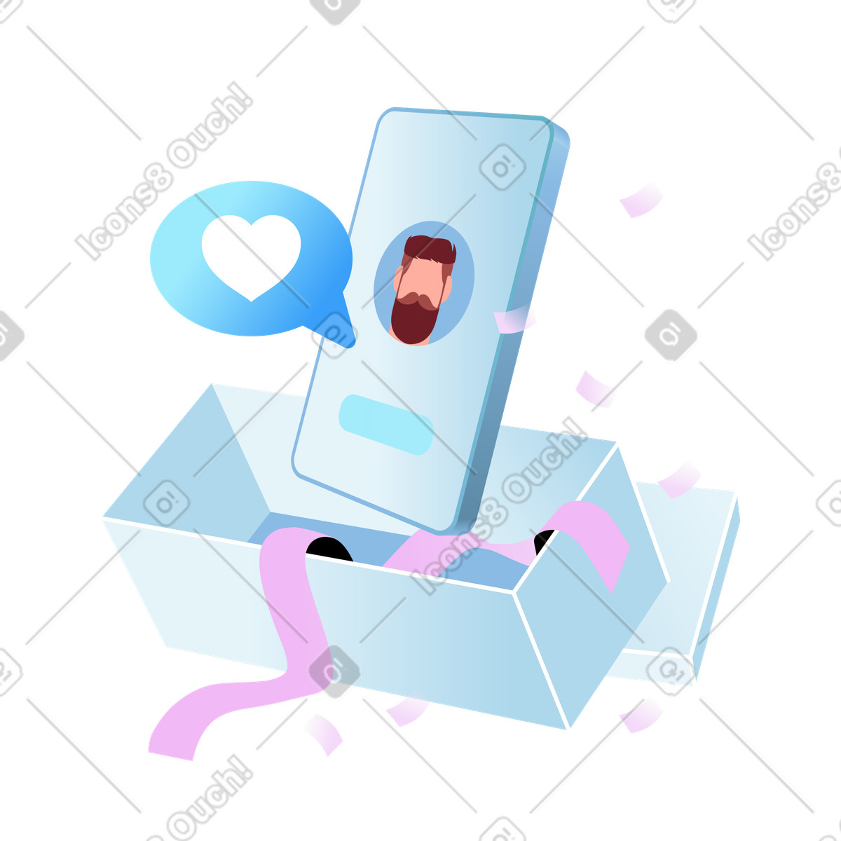 Auguri e regali di buon san valentino illustrazione in stile Airy scarica in PNG, SVG