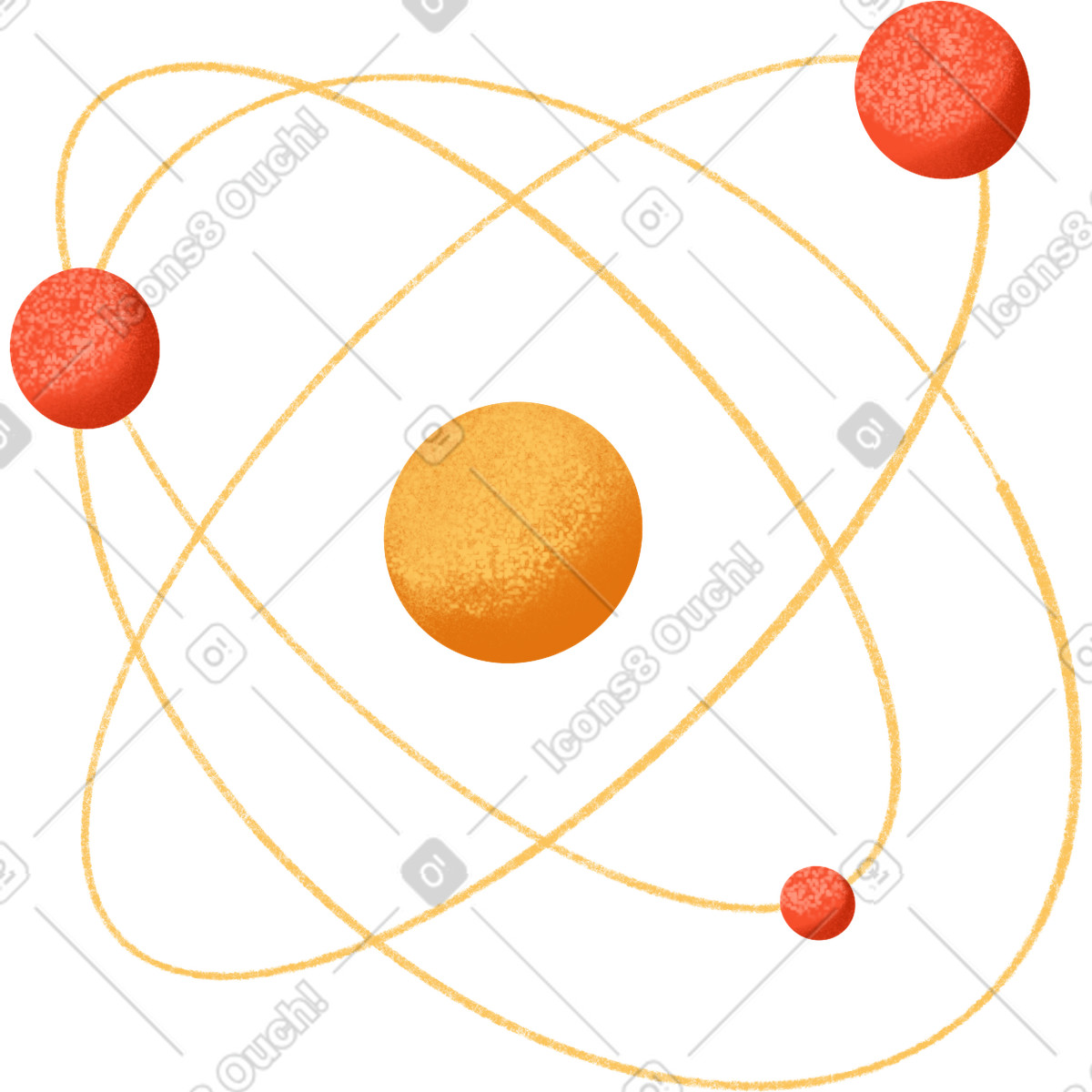 Atom mit sich im kreis drehenden teilchen-Illustration Gleam-Stil als Download in PNG, SVG