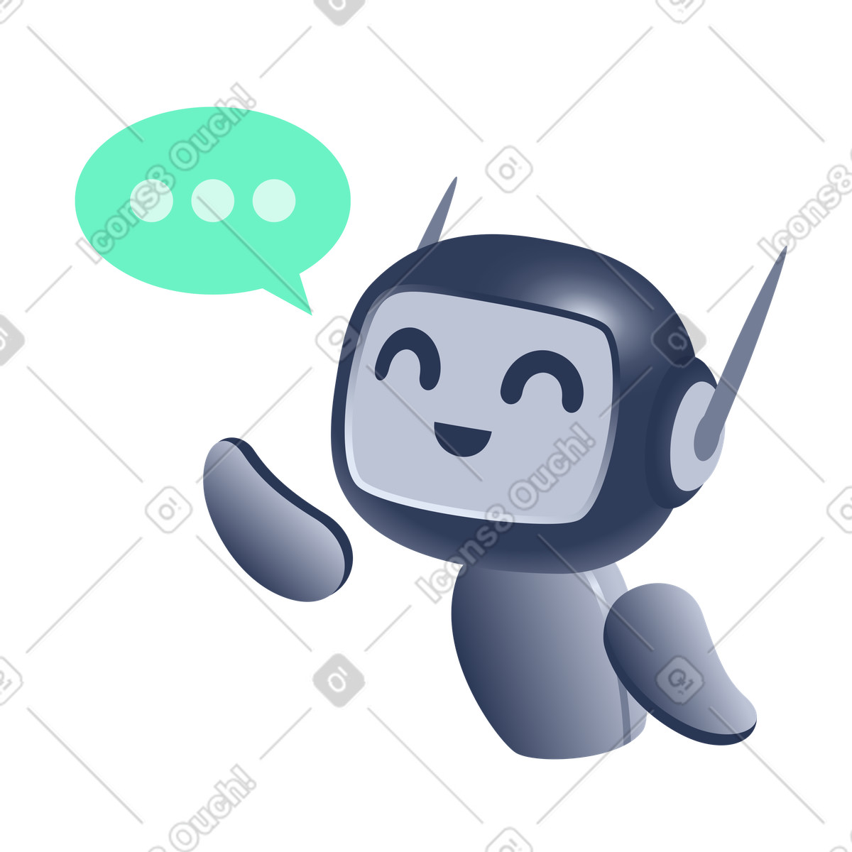下载 Lucent 风格的 可爱的机器人助手，ai助手 插画，支持 PNG、SVG 格式