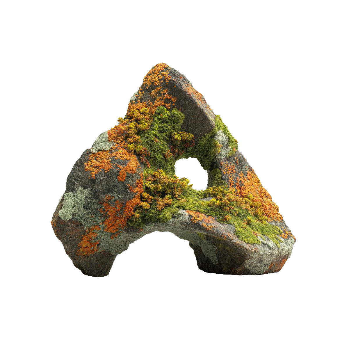 Organic rock with autumn moss illustration in Biomorphic style download in PNG, SVG