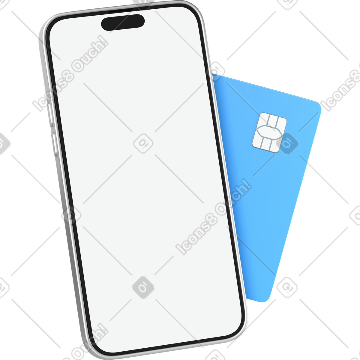 3D Business スタイルの Phone and credit card のイラストをPNG、SVG形式でダウンロード