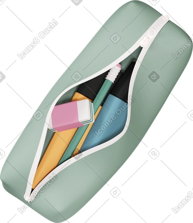 教育 Casual life スタイルの 3D pencil case のイラストをPNG、SVG形式でダウンロード