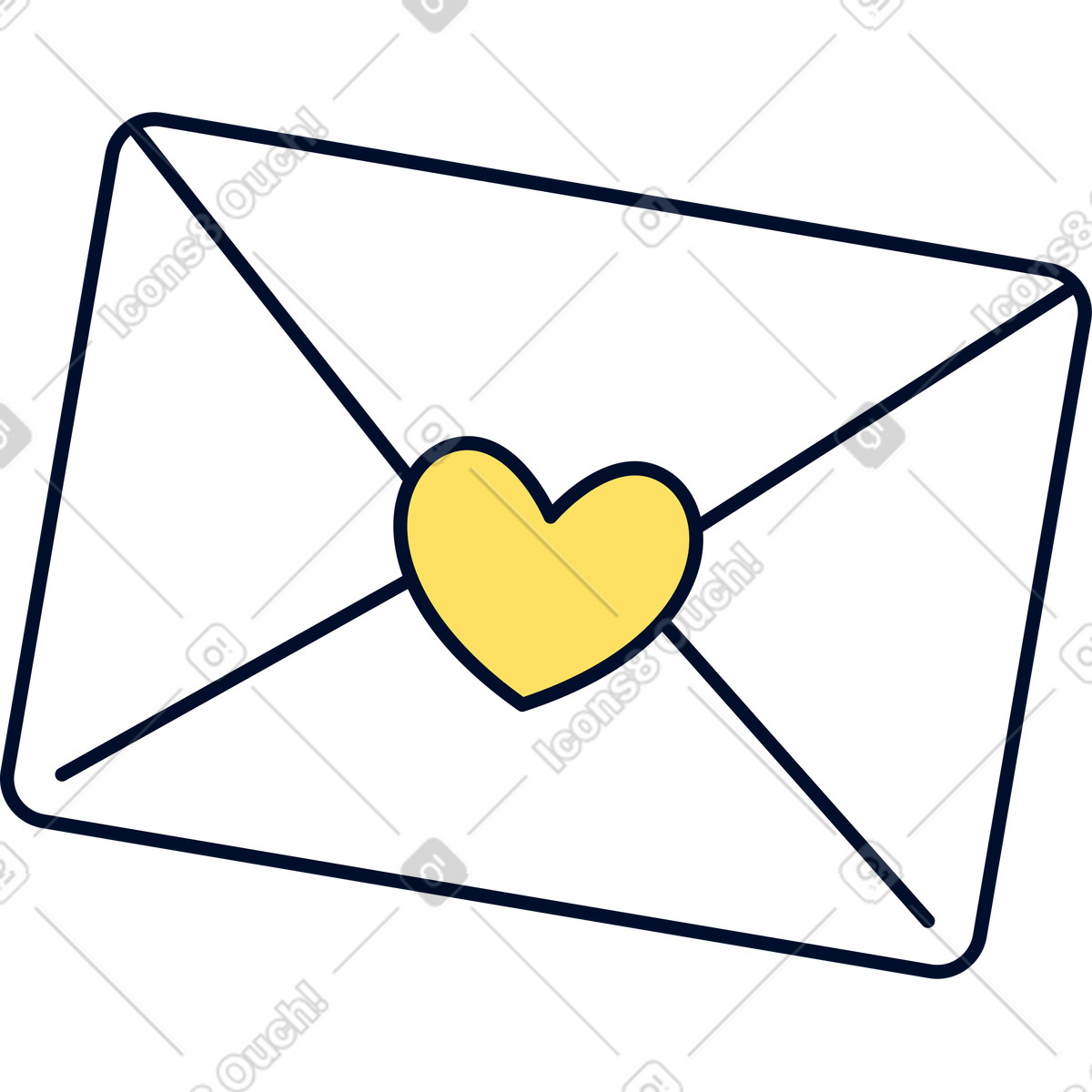Brief mit herz-Illustration im Teal-Stil als Download in PNG, SVG