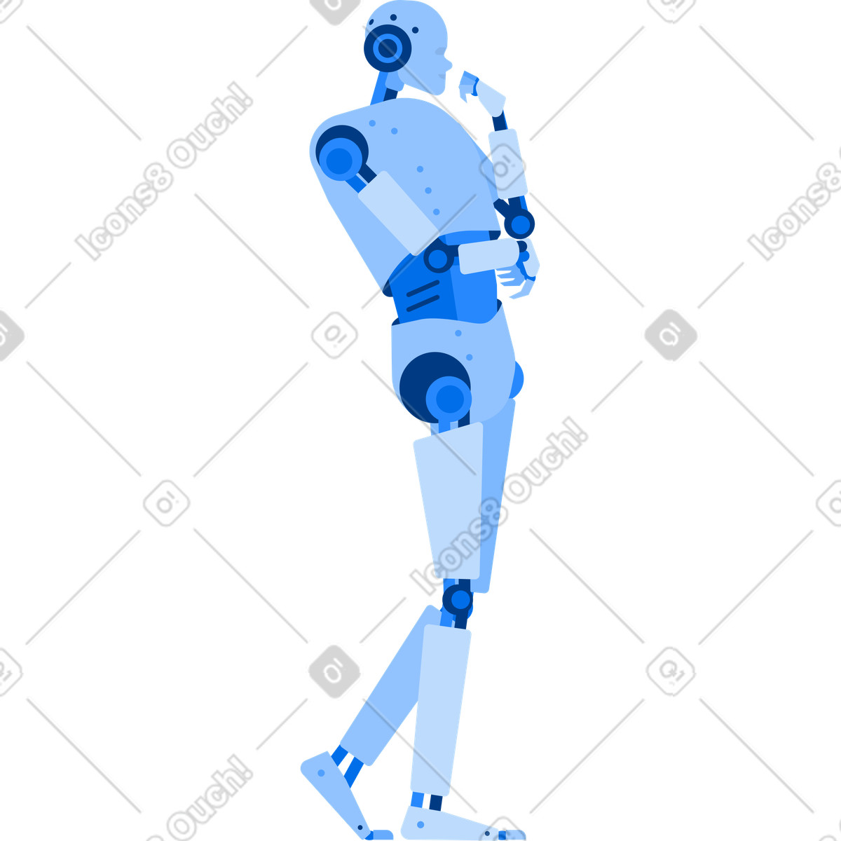 Android robot stands and thinks illustration in Urban style download in PNG, SVG
