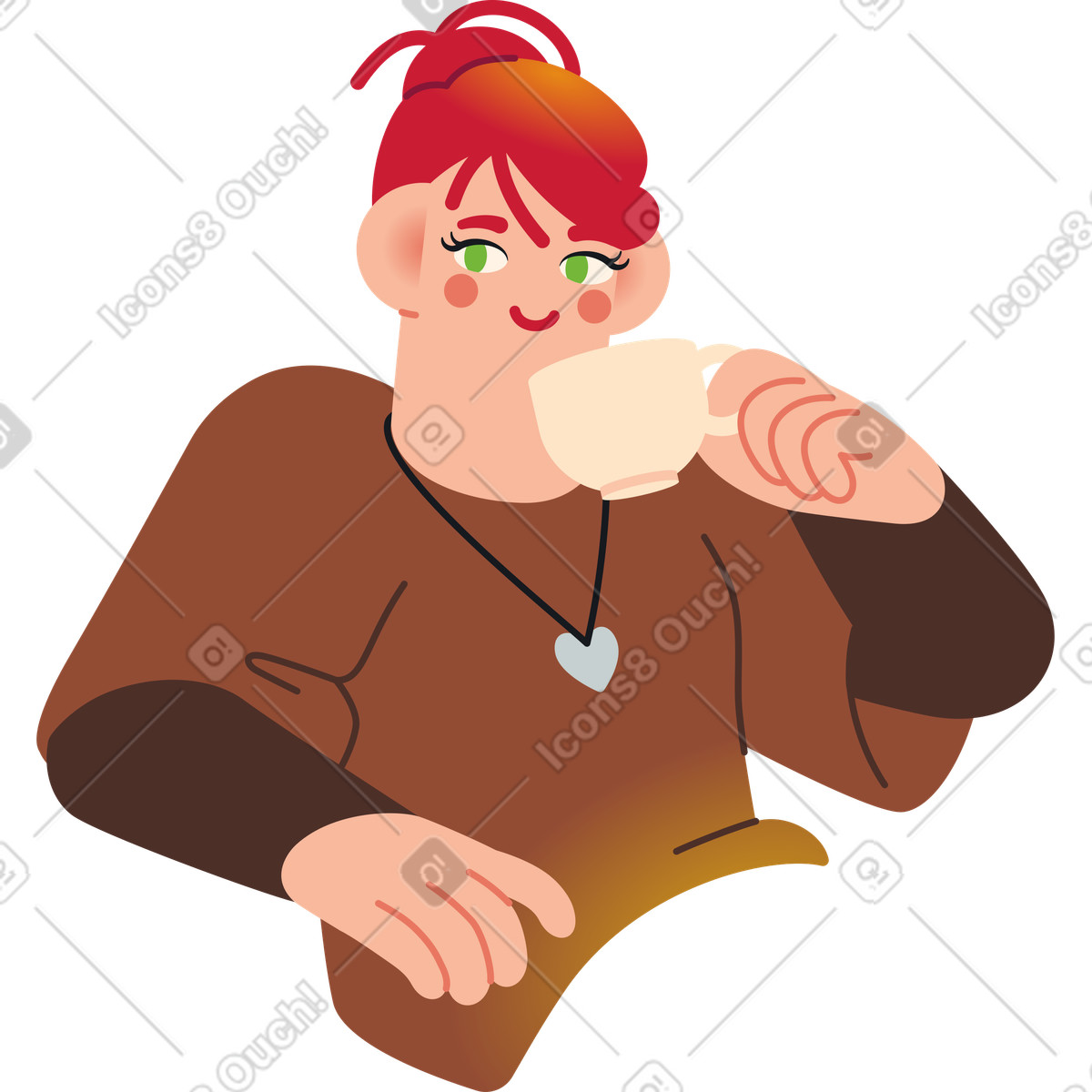 Illustration Femme buvant son thé dans le style Fizzy à télécharger aux formats PNG, SVG