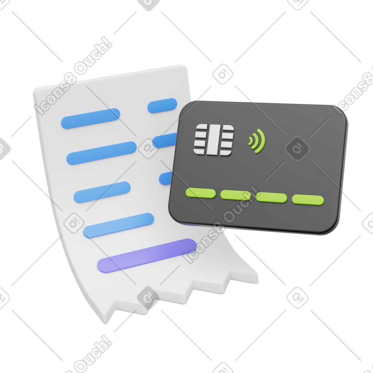 Receipt with credit card, Online payment, Digital transaction illustration in PNG, SVG