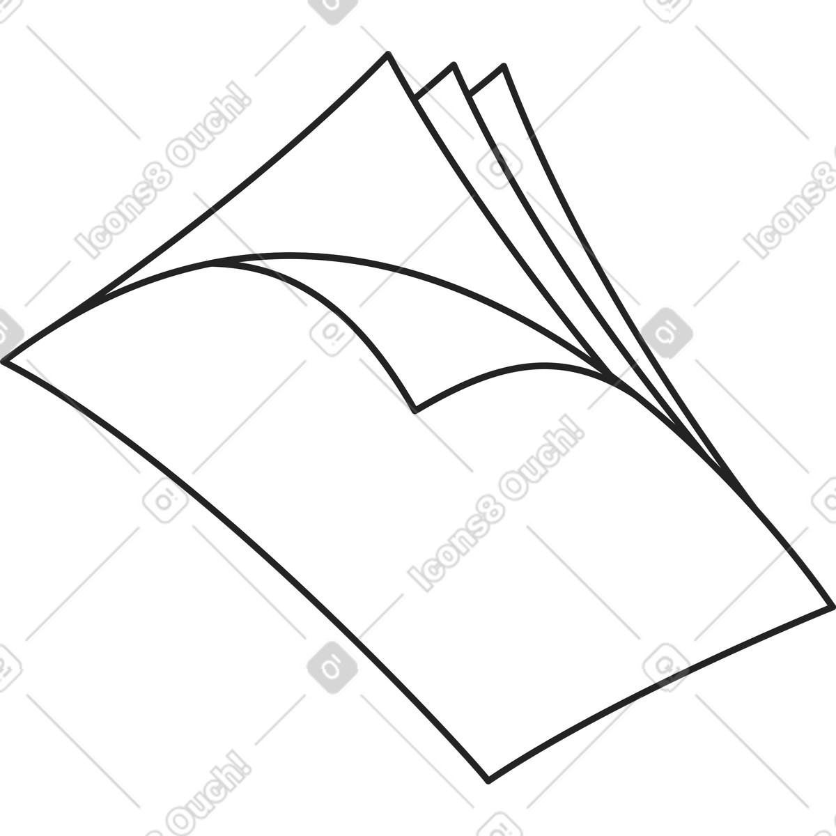 Sammy Line スタイルの 4枚の紙 のイラストをPNG、SVG形式でダウンロード