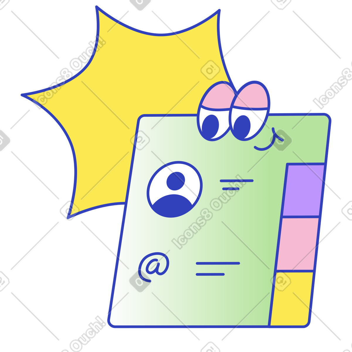 Contacts organizer page with profile avatar and email address-Illustration im Eyeful-Stil als Download in PNG, SVG