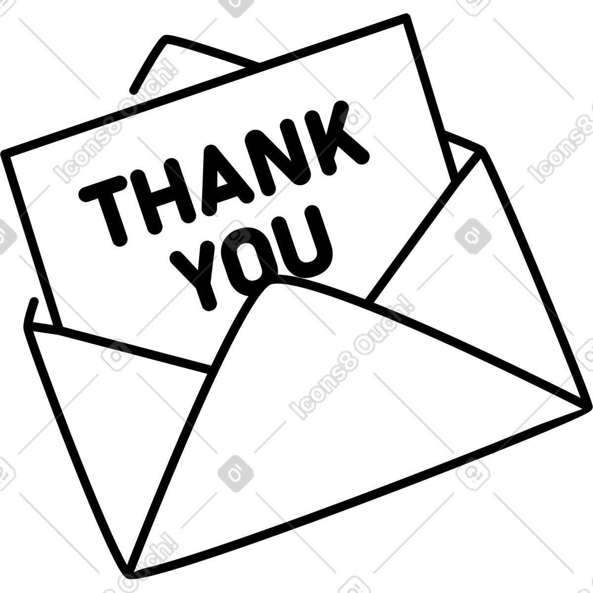 Notion Line Art 스타일의 Envelope holding thank you card for appreciation message and gratitude 일러스트레이션 PNG, SVG 다운로드