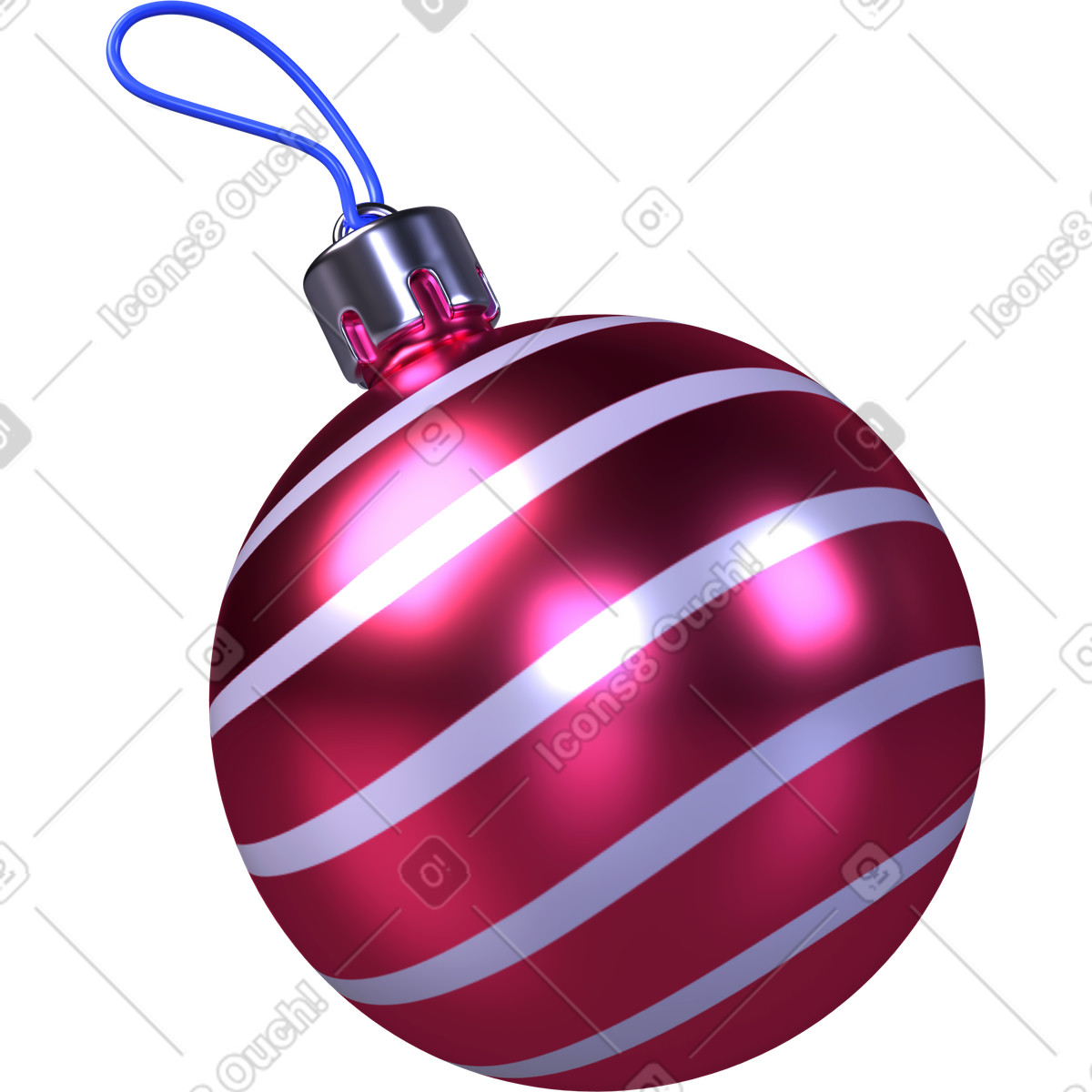 Christmas ornament, Red striped bauble, Holiday decoration illustration in 3D Boost style download in PNG, SVG