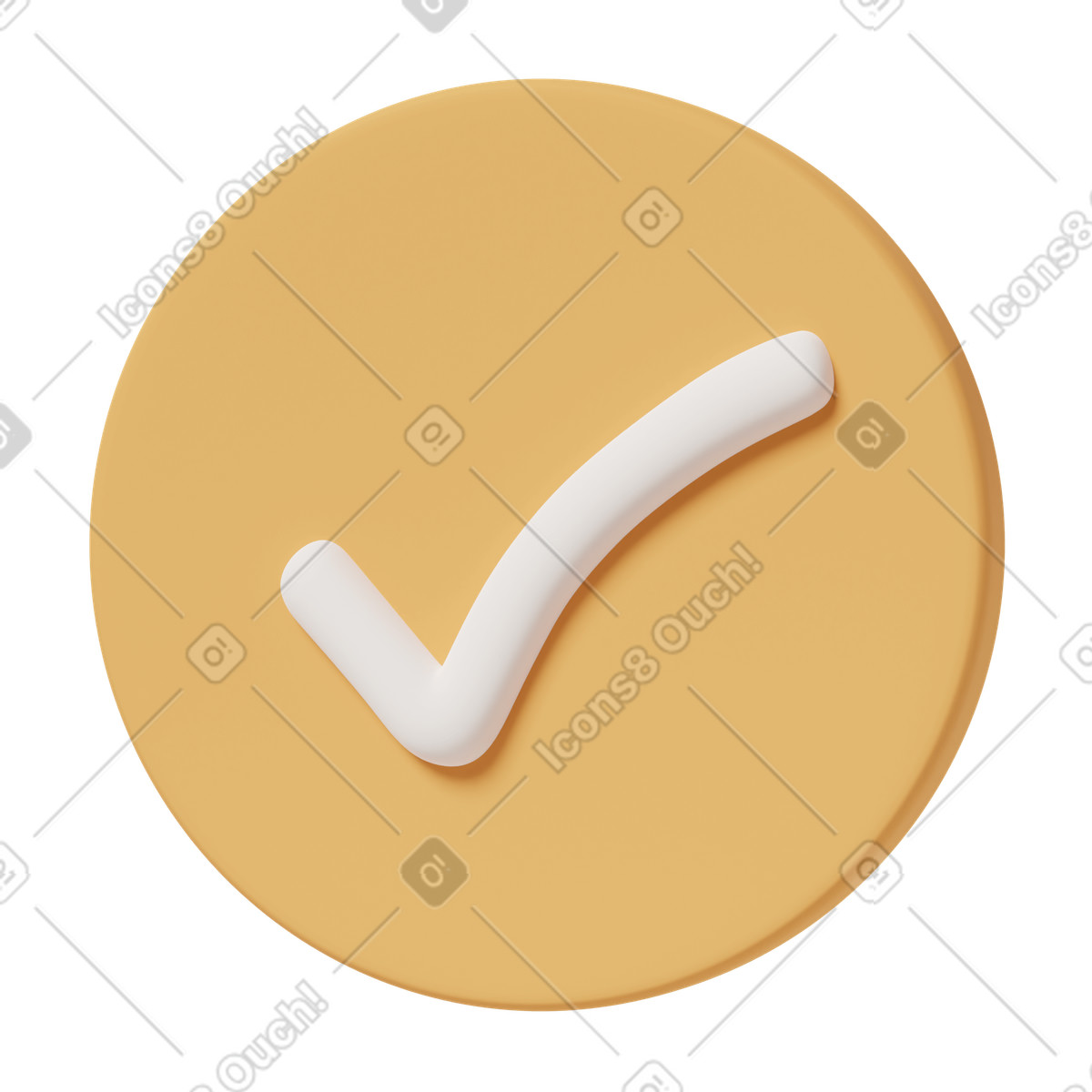 下载 3D Casual life 风格的 Round check mark yellow 插画，支持 PNG、SVG 格式