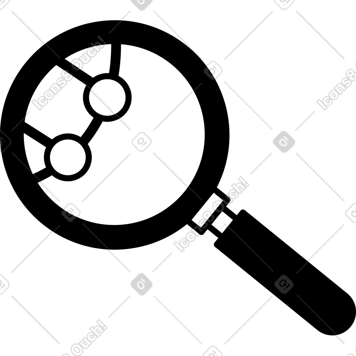 下载 Notion Line Art 风格的 Magnifying glass inspecting simple molecule structure for scientific research symbol 插画，支持 PNG、SVG 格式