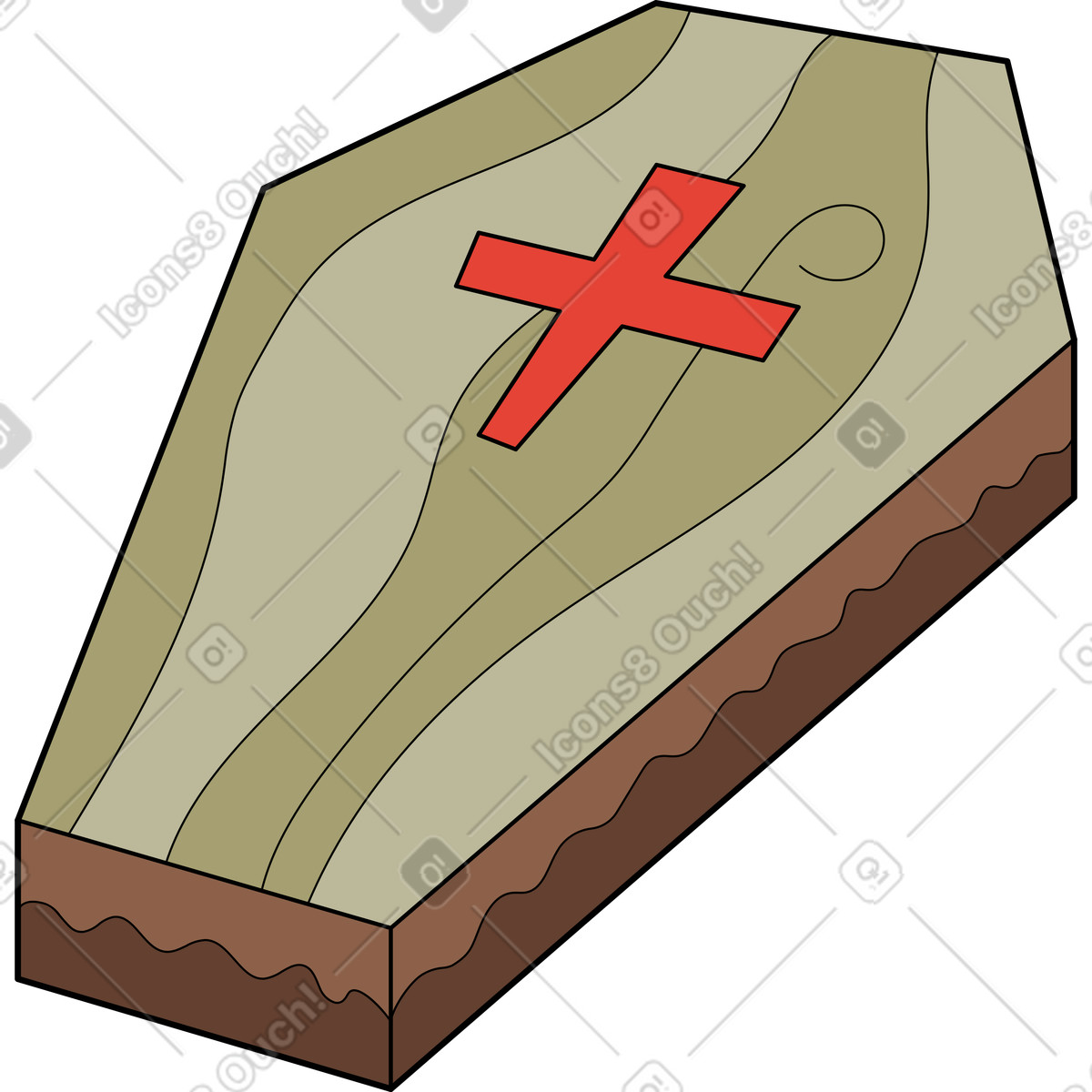 Ilustración Ataúd en estilo Surr a descargar en PNG y SVG