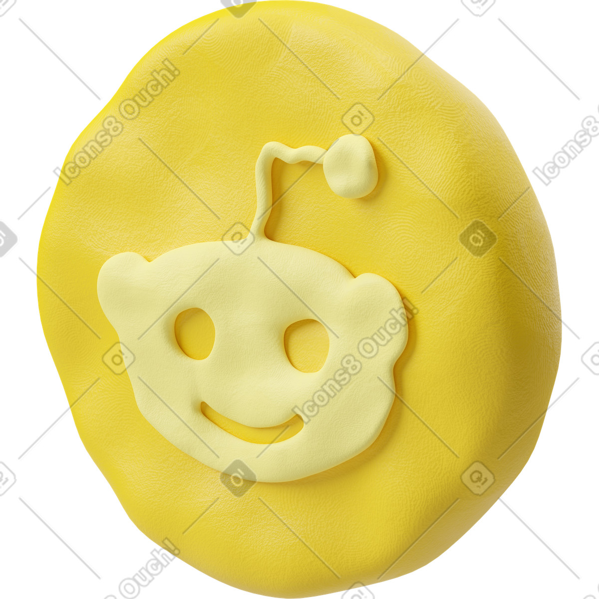 Иллюстрация Вид в три четверти на желтую иконку reddit стиле 3D Plastilina — скачать форматах PNG, SVG