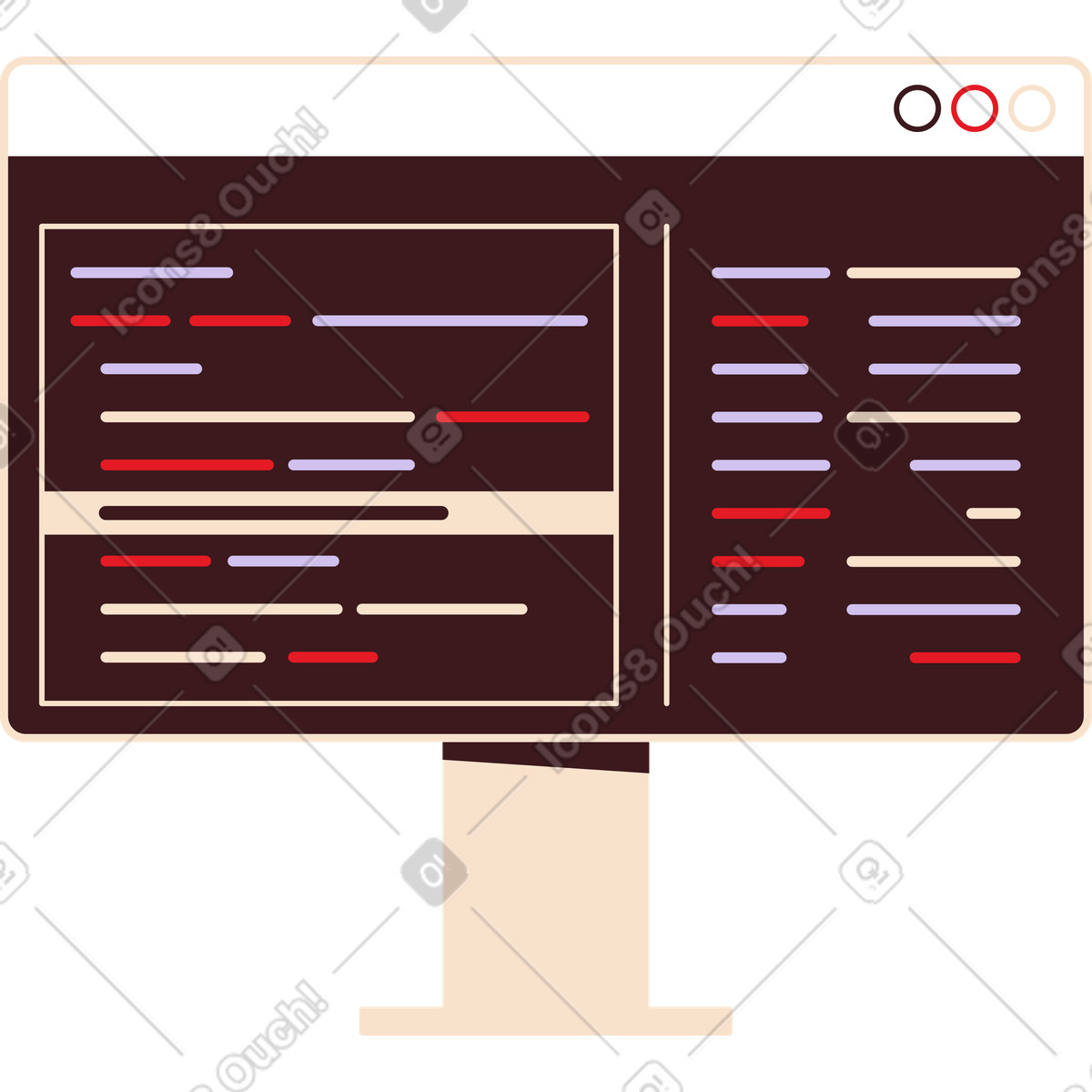 Monitor con testo piccolo sullo schermo illustrazione in stile Folks scarica in PNG, SVG