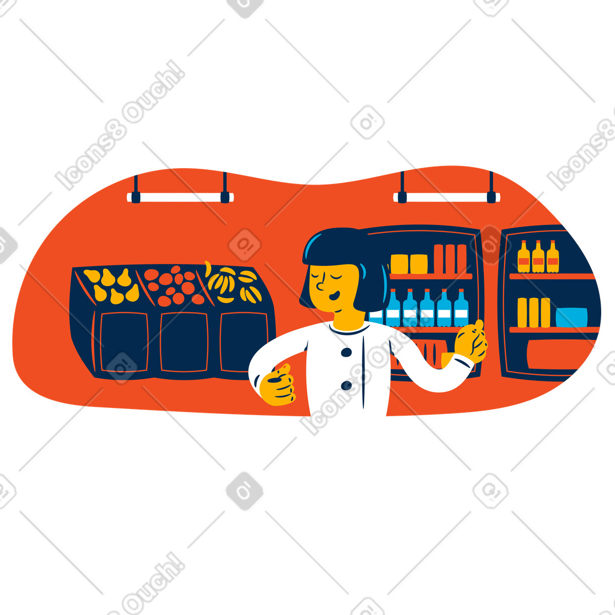 Lavoratore del supermercato illustrazione in stile Flame scarica in PNG, SVG