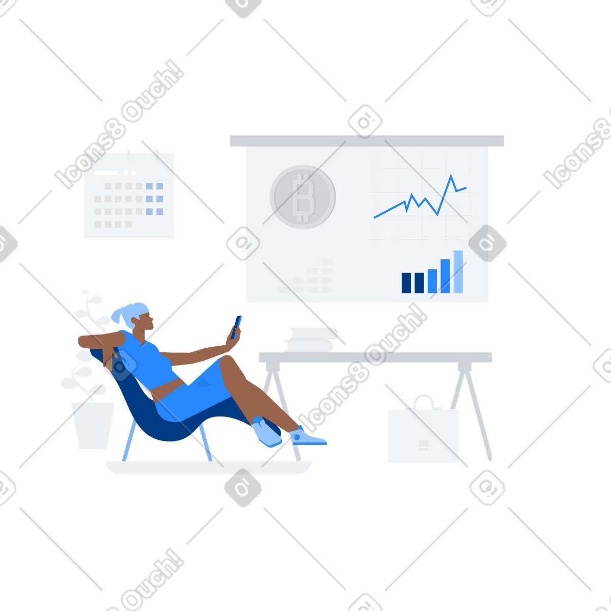 Tasso di cambio bitcoin illustrazione in stile Urban scarica in PNG, SVG