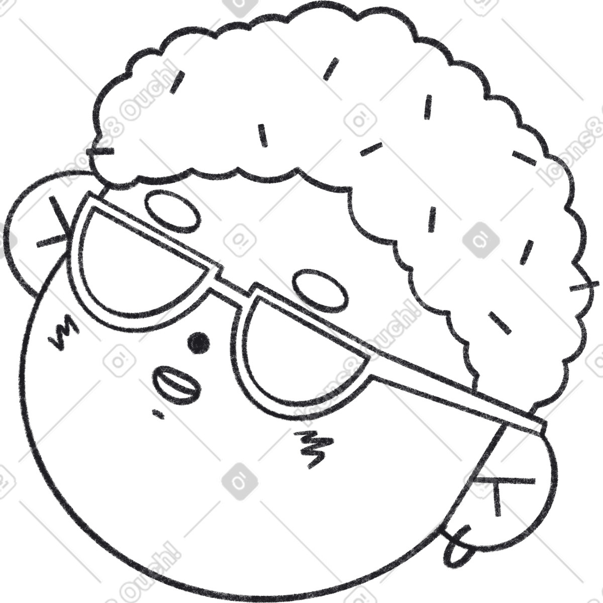 Guy with glasses and an earring in his ears illustration Bonbon Line style download PNG, SVG