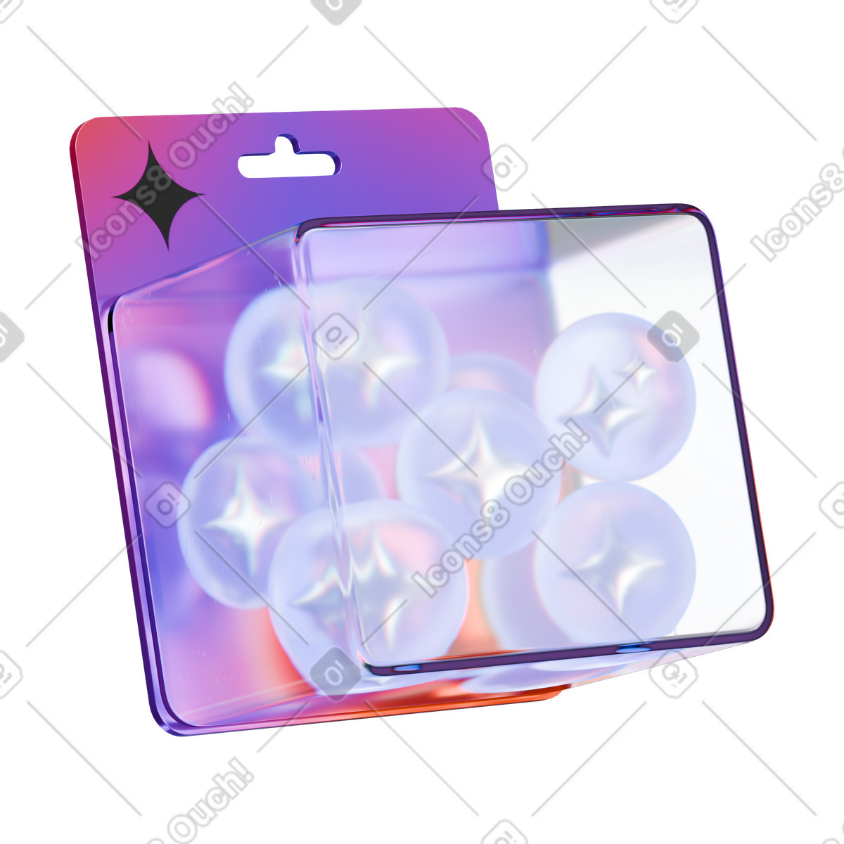 Ai 구체가 들어 있는 플라스틱 상자 illustration in 3D Stickle style download in PNG, SVG