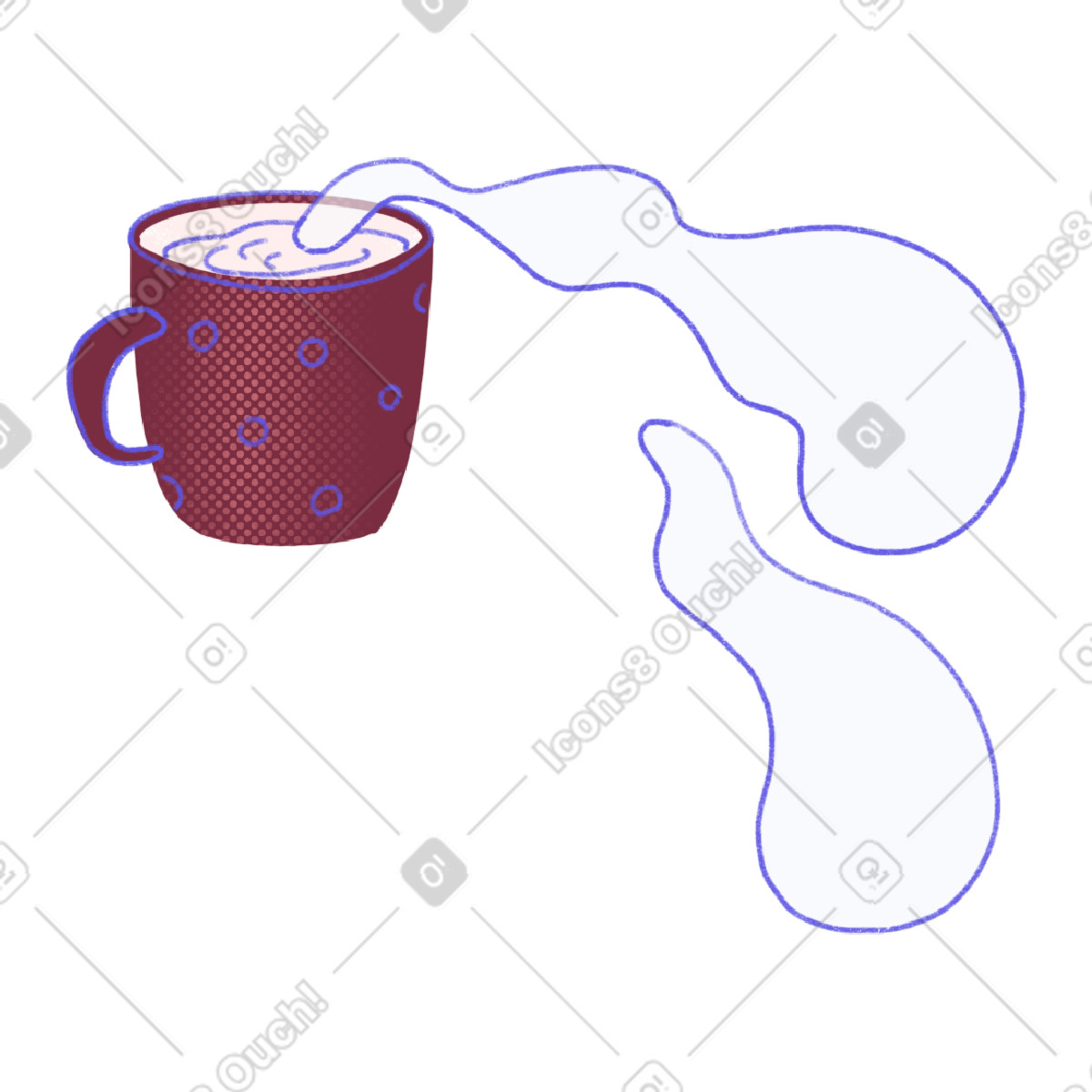 Moments 스타일의 Red mug with hot drink and steam 일러스트레이션 PNG, SVG 다운로드