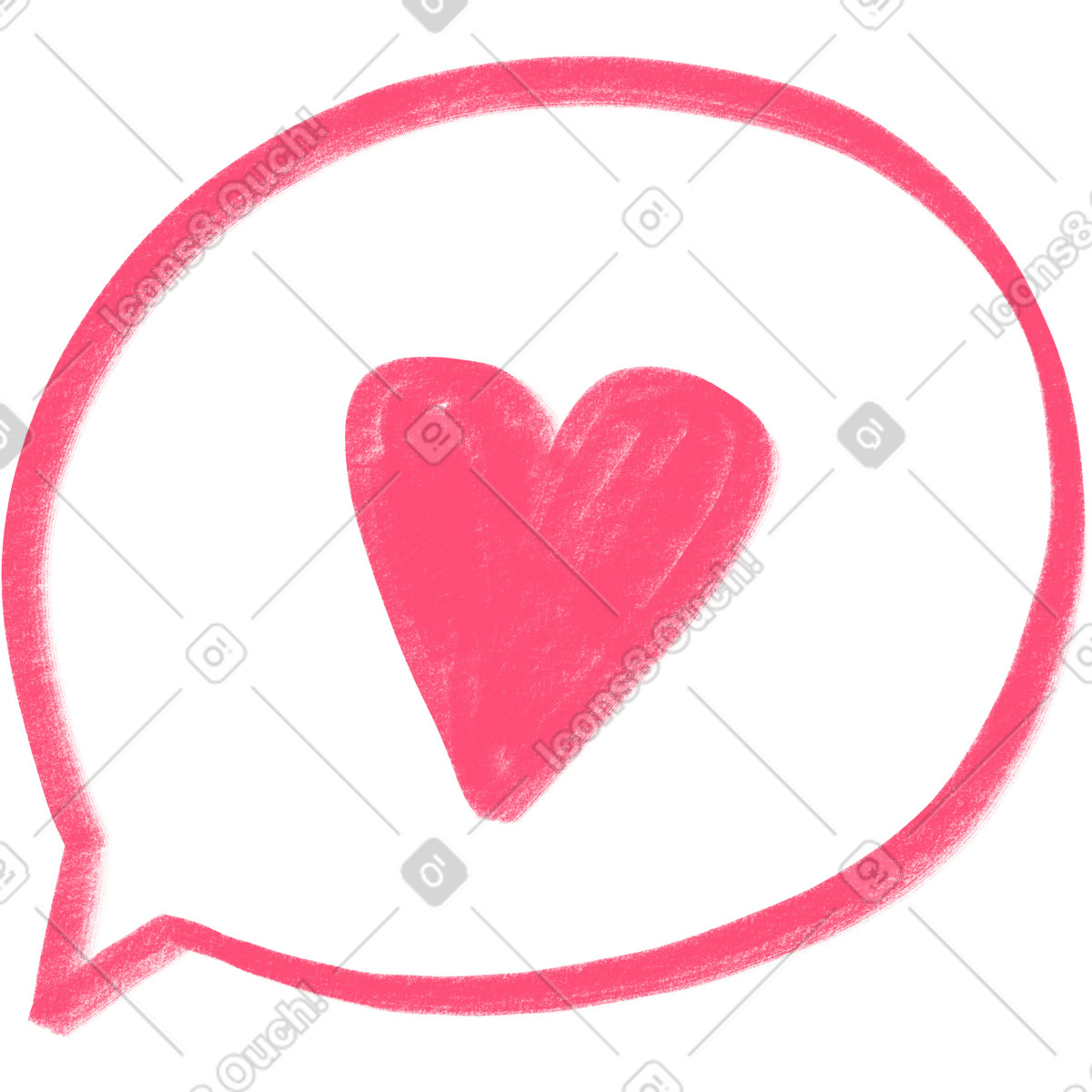 Pink heart in a speech bubble illustrazione stile Doodle scarica PNG, SVG