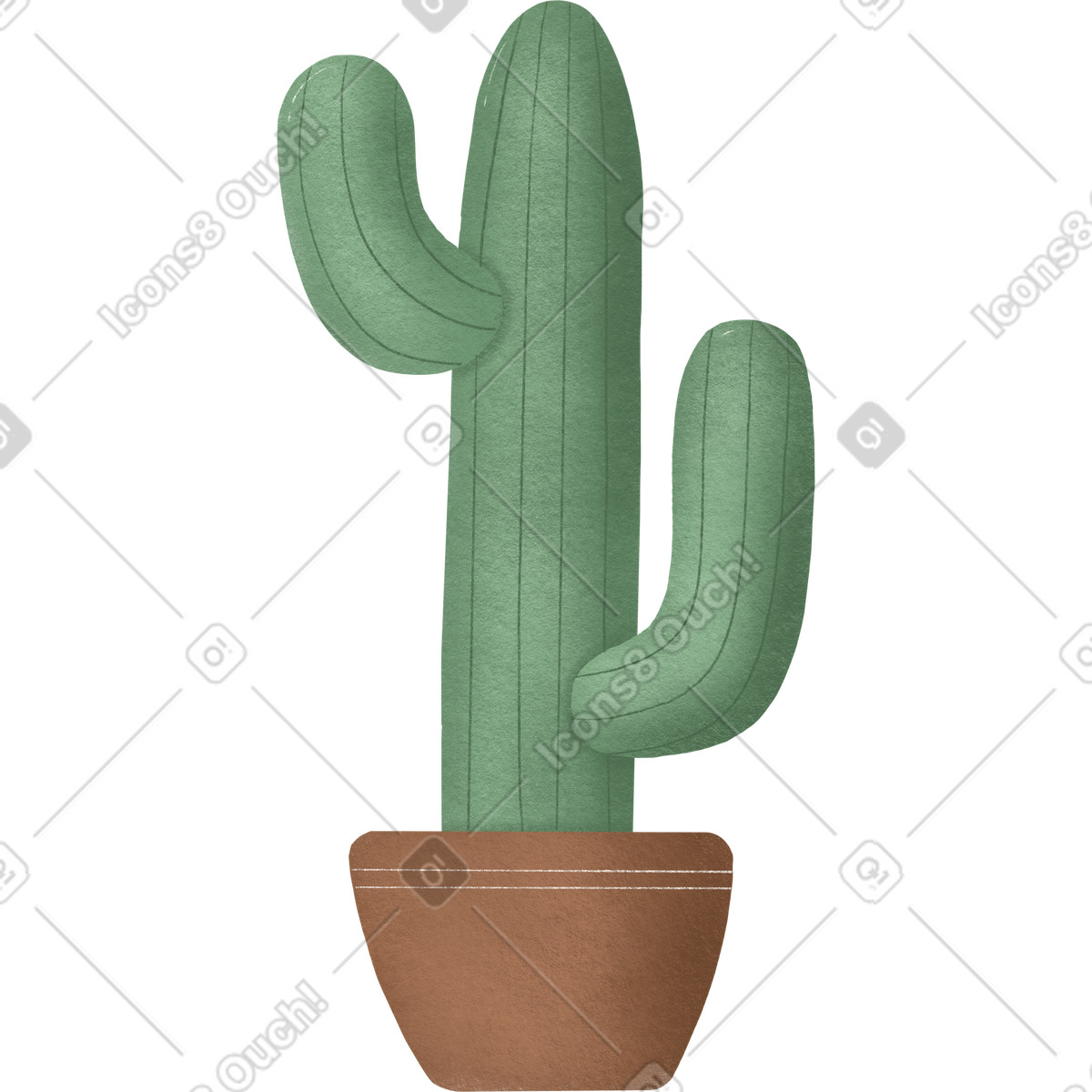 Cactus illustration in Woolly style download in PNG, SVG