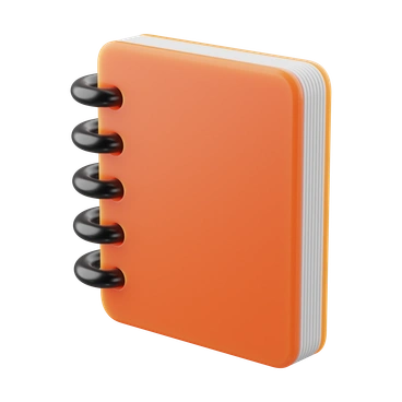 An orange notebook with black rings - 3D Kit style illustration