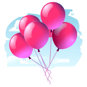 A cluster of "red balloons" with shiny surfaces, some slightly inflated and others more spherical, is floating amongst a backdrop of a "clear blue sky." The sun is bright, casting soft shadows and enhancing the vivid color of the balloons. The balloons are tethered by thin, delicate strings that sway gently in the light breeze. The scene is cheerful and uplifting, evoking a sense of freedom and joy.