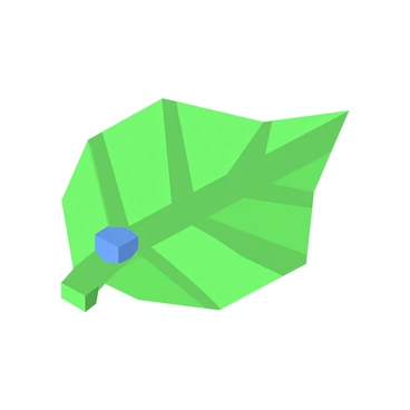 An icon of a leaf displaying intricate veins, with a dewdrop resting on its surface.