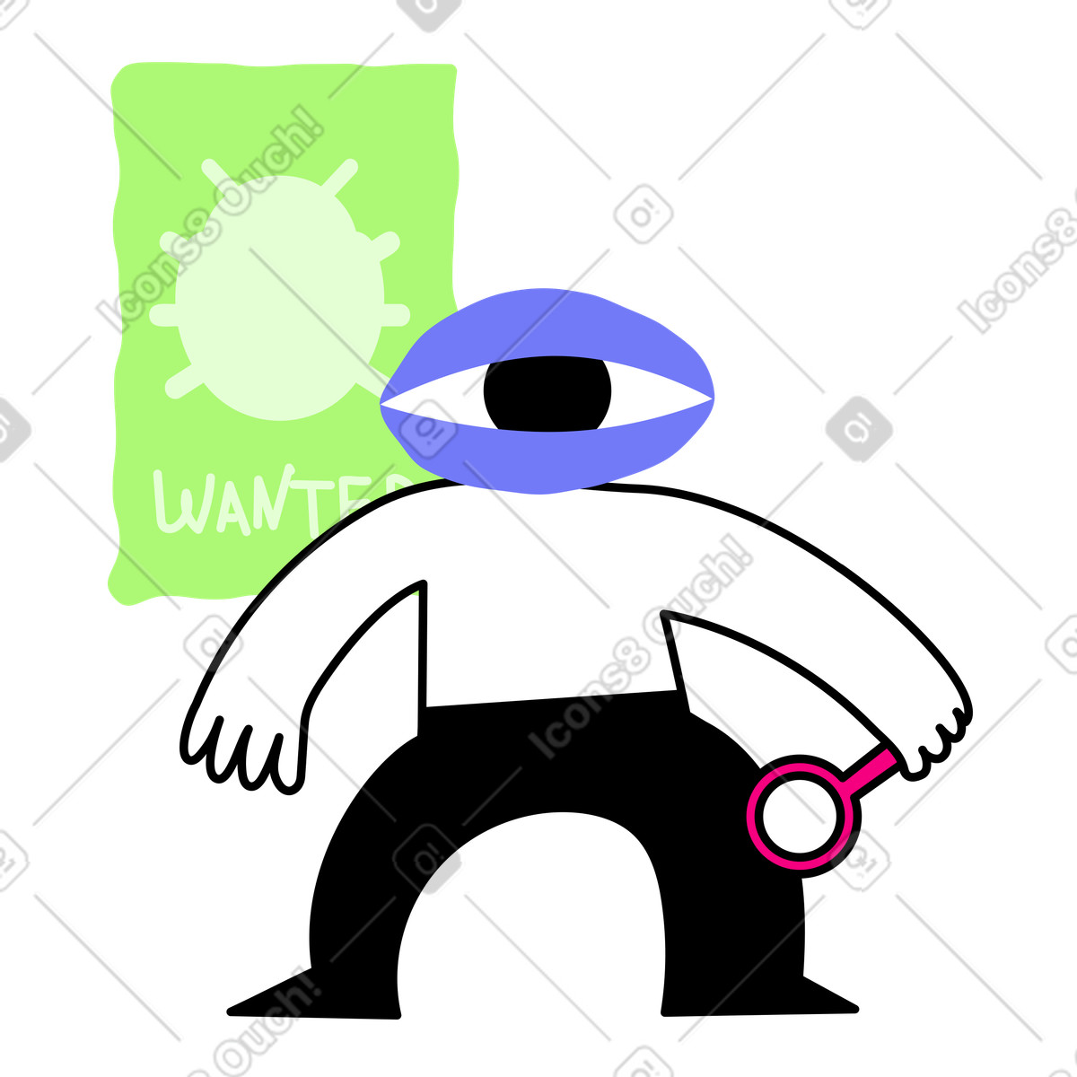 Ilustración Solución de problemas software con búsqueda errores en estilo Giggle a descargar en PNG y SVG