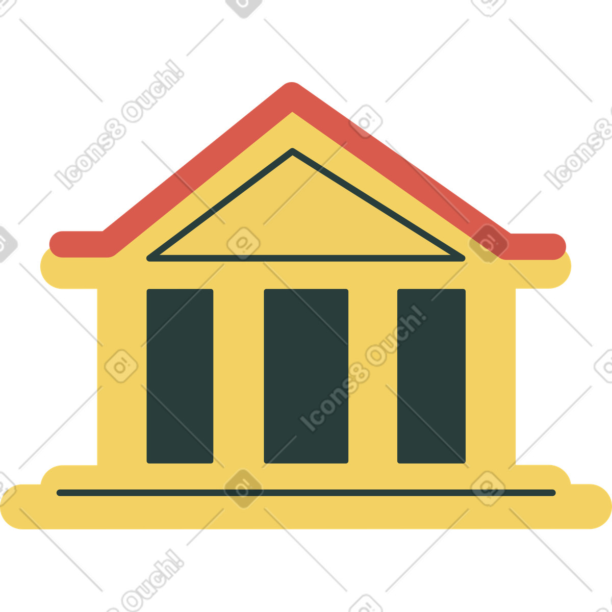 Bank facade outline flat illustration finance government clipart download PNG
