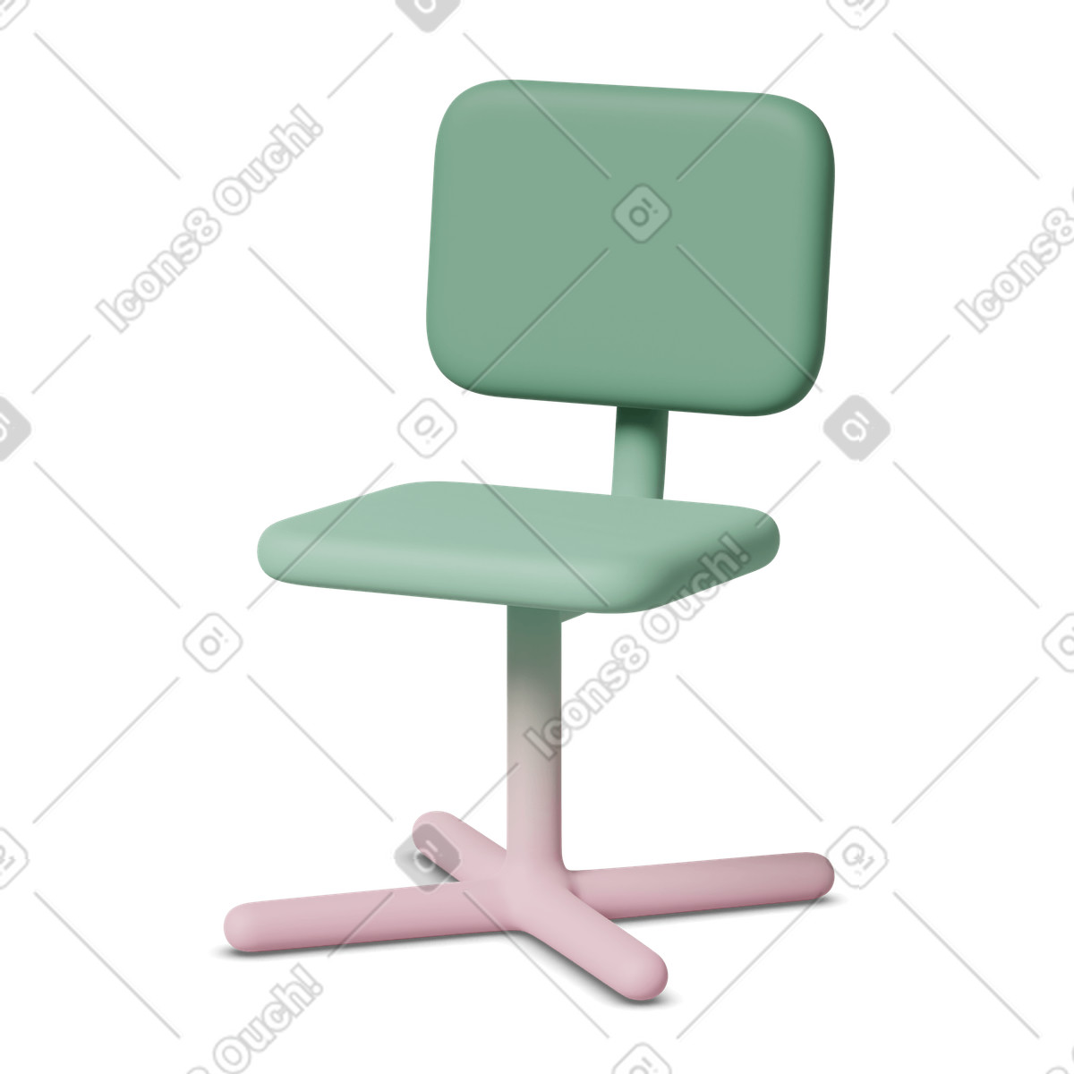 3D Casual life 스타일의 Gradient desk chair 일러스트레이션 PNG, SVG 다운로드