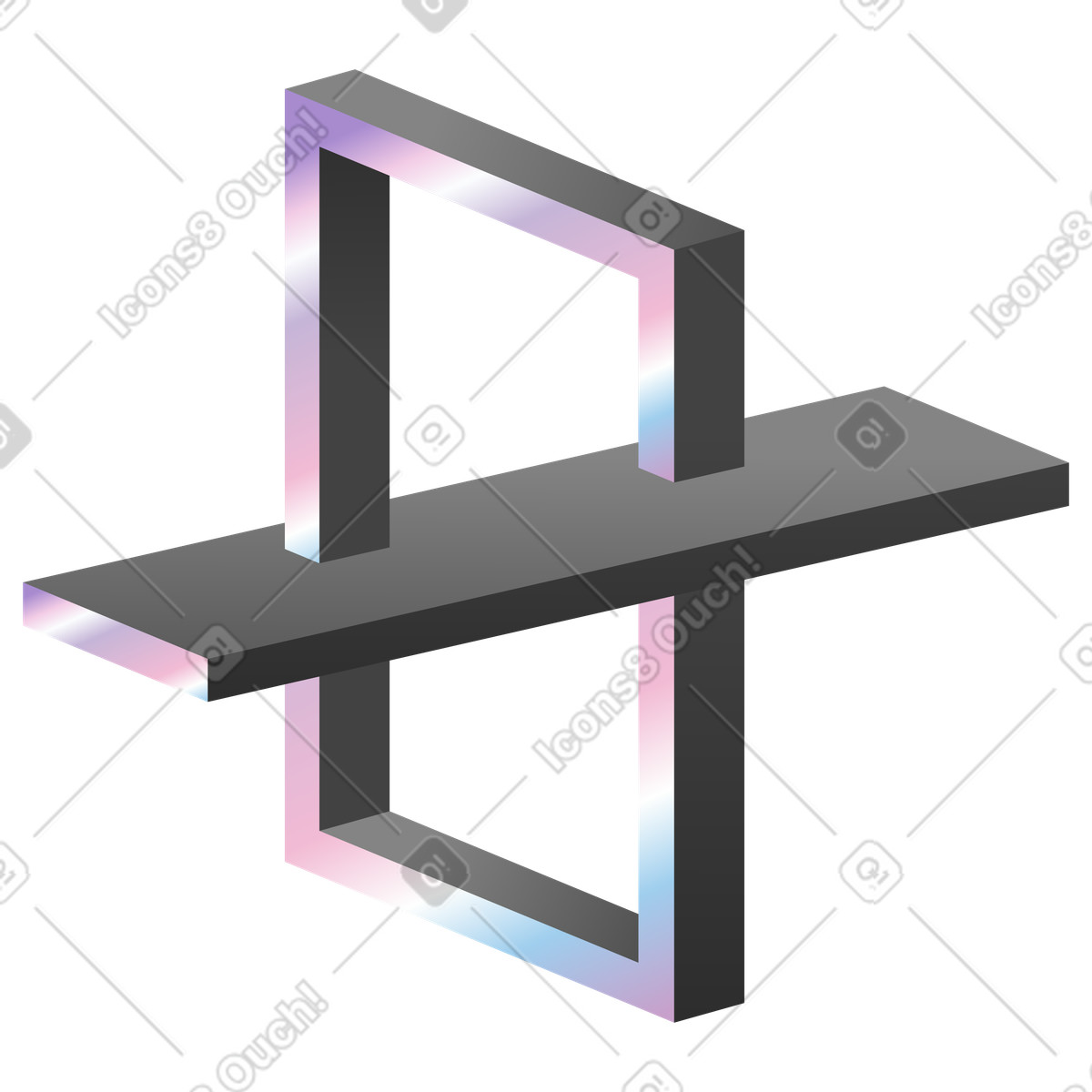 Floating geometric structure, Abstract perception and visual paradox illustration in Illusion style download in PNG, SVG