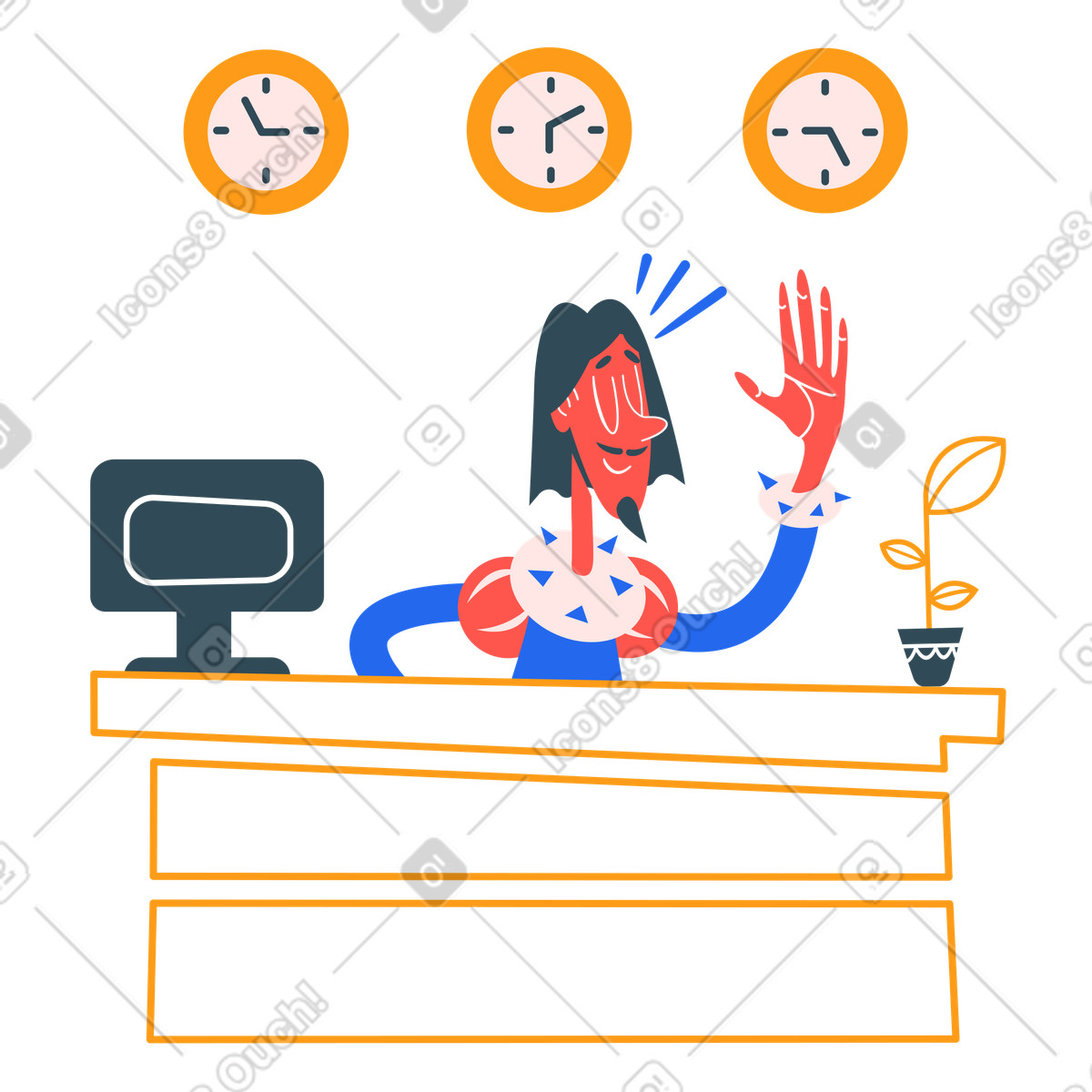 Ilustración Hombre saludando en recepción estilo Kingdom a descargar PNG y SVG