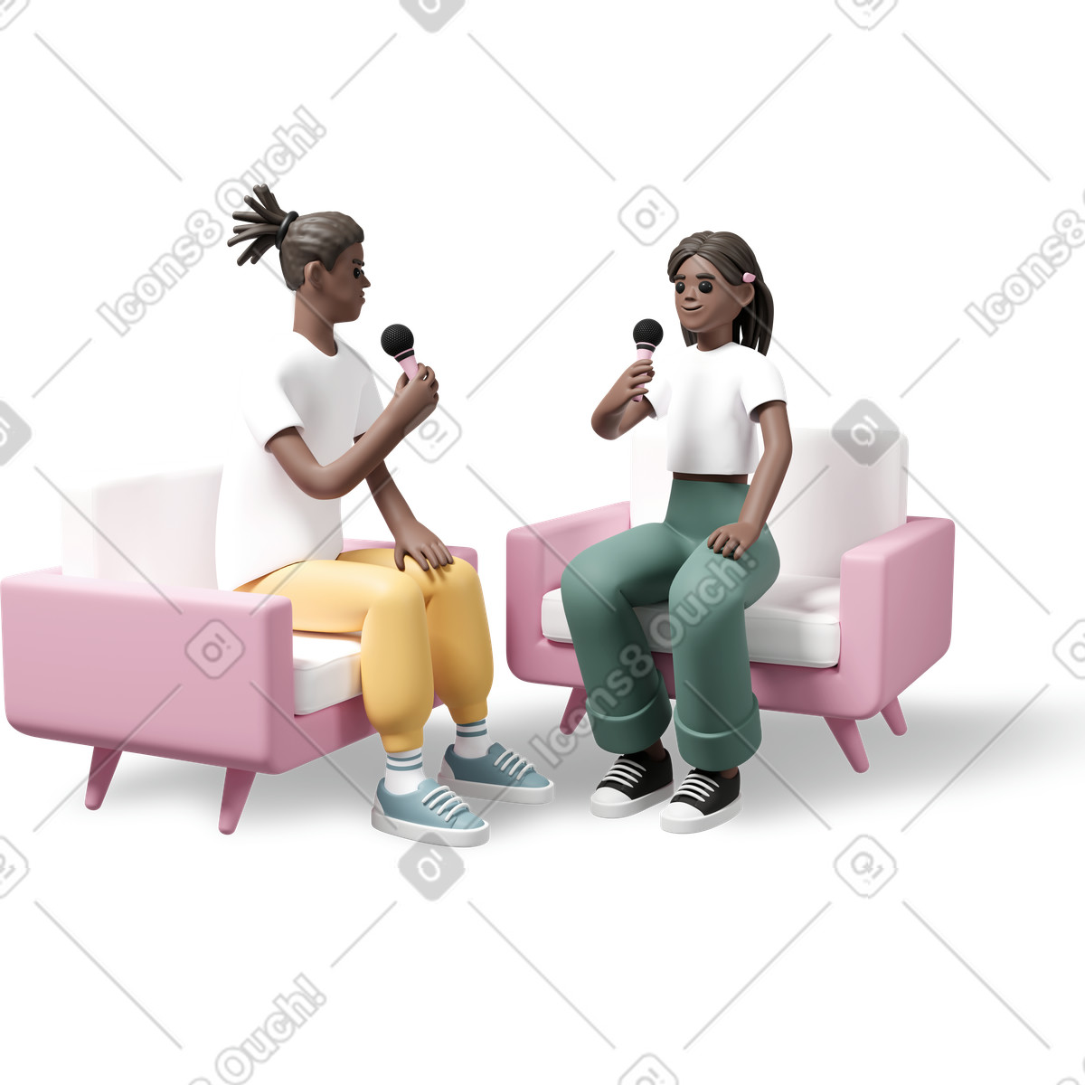 Illustration Interview composition dans le style 3D Casual life à télécharger aux formats PNG, SVG