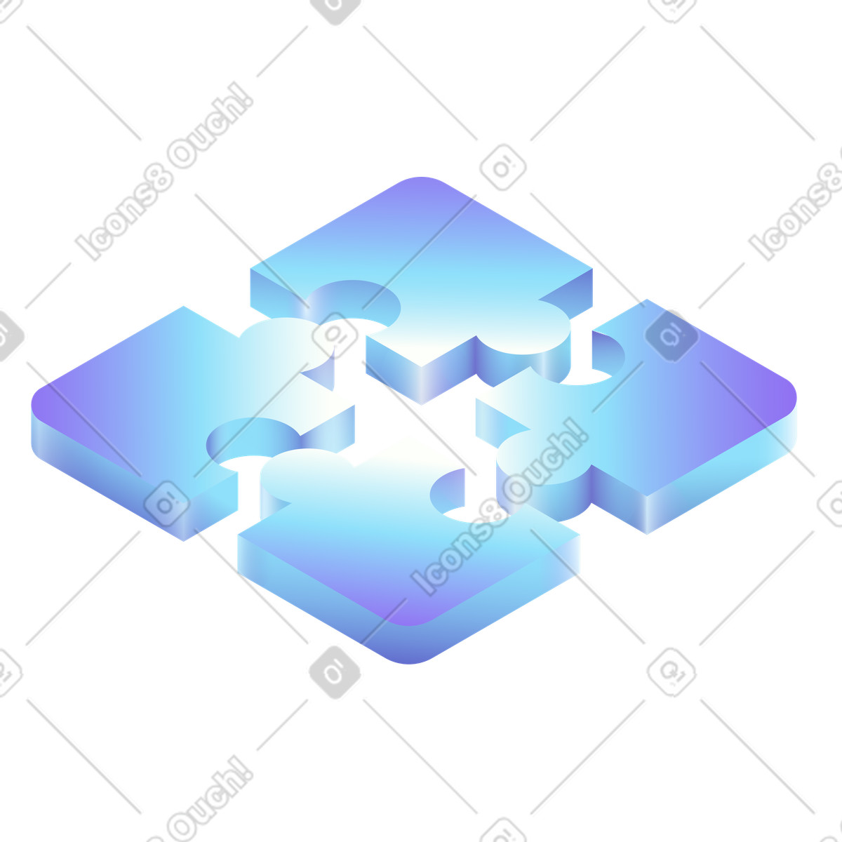 Puzzle illustration in Isotech style download in PNG, SVG