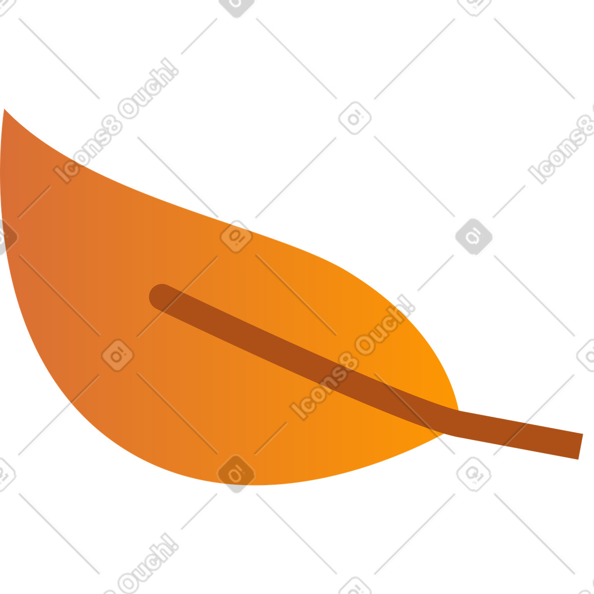 Orange leaf illustration in Fizzy style download in PNG, SVG