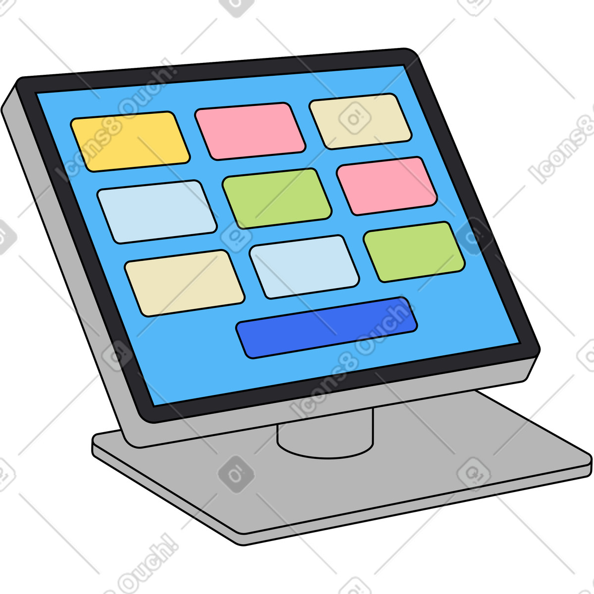 Ilustración Sistema pos en estilo Kindy a descargar en PNG y SVG