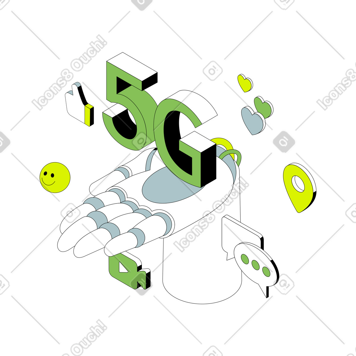 Isometric スタイルの 5gワイヤレス技術 のイラストをPNG、SVG形式でダウンロード