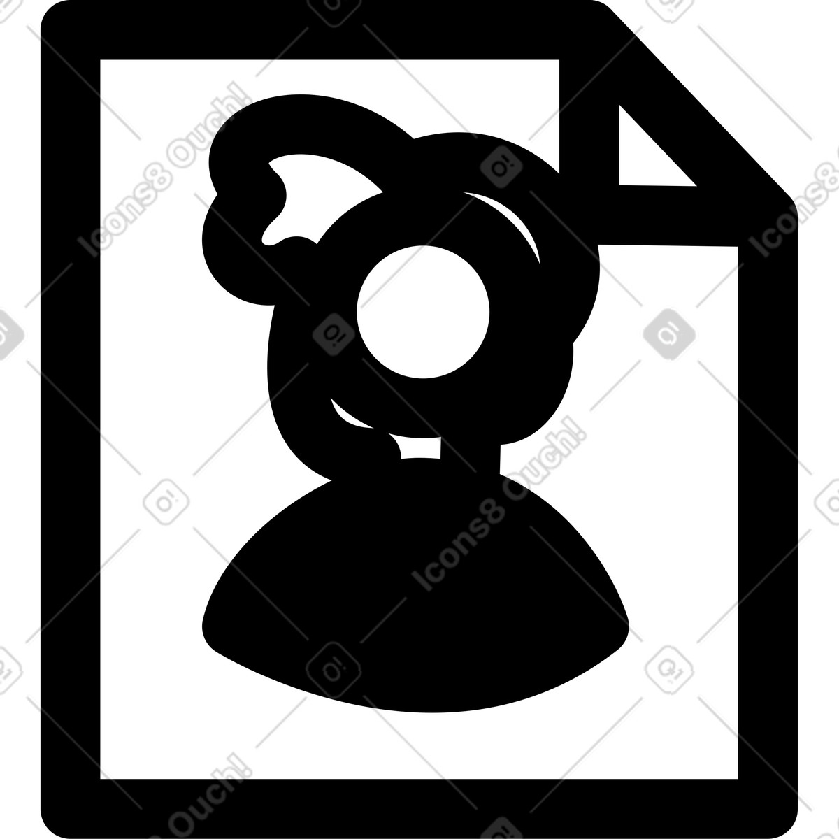 Иллюстрация Avatar profile silhouette inside framed picture with folded corner detail в стиле Notion Line Art — скачать в форматах PNG, SVG