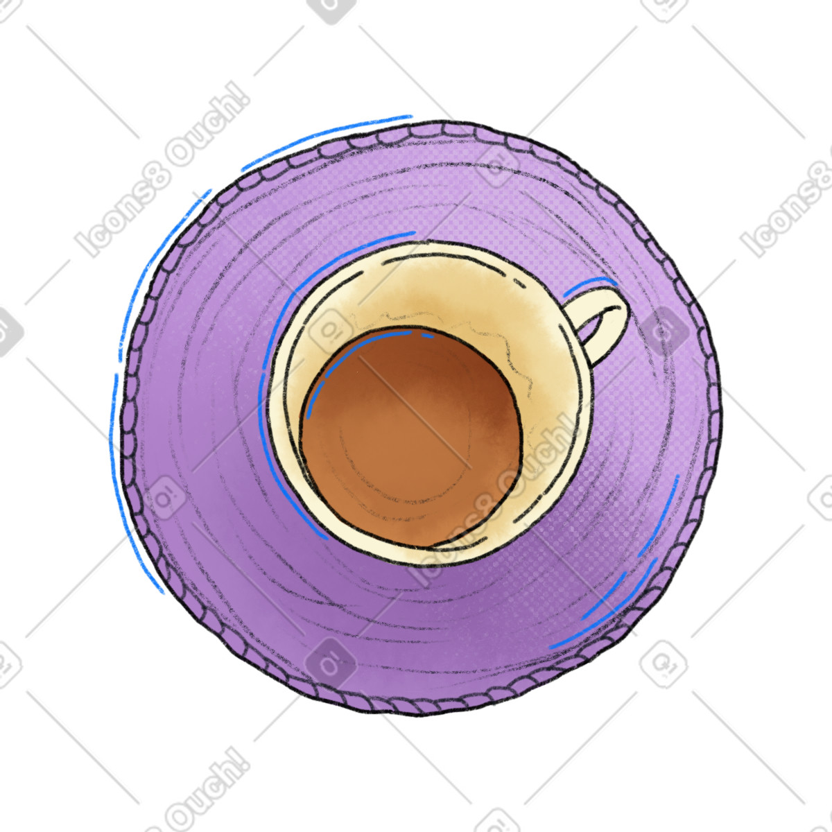 Ilustración Cup on knitted purple stand en estilo Moments a descargar en PNG y SVG