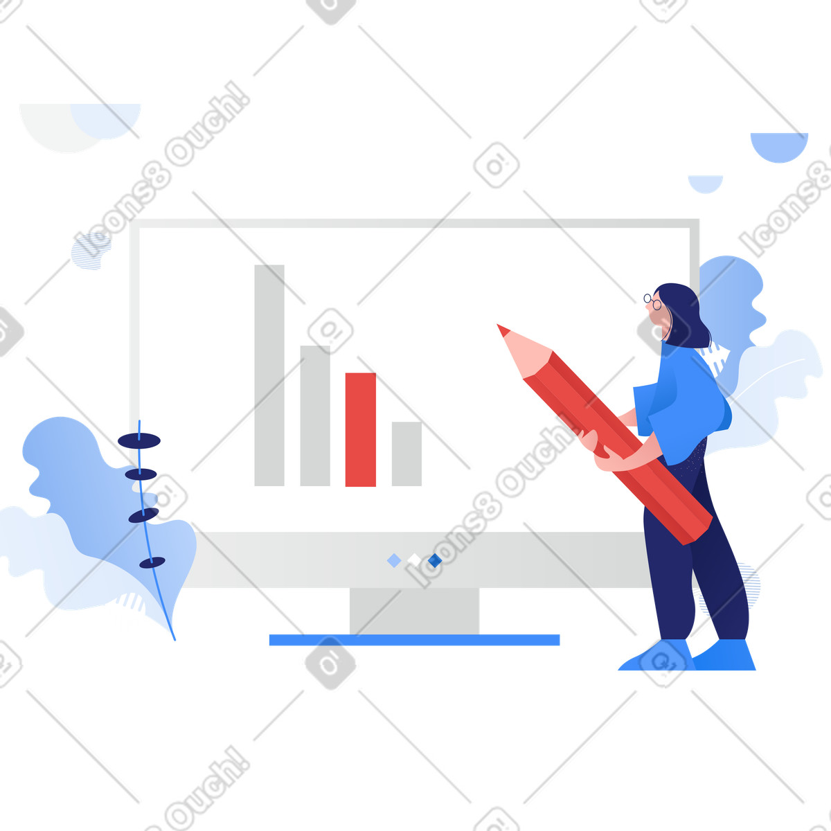 Analyst highlighting bar chart data, Business analytics and reporting-Illustration im Clip-Stil als Download in PNG, SVG