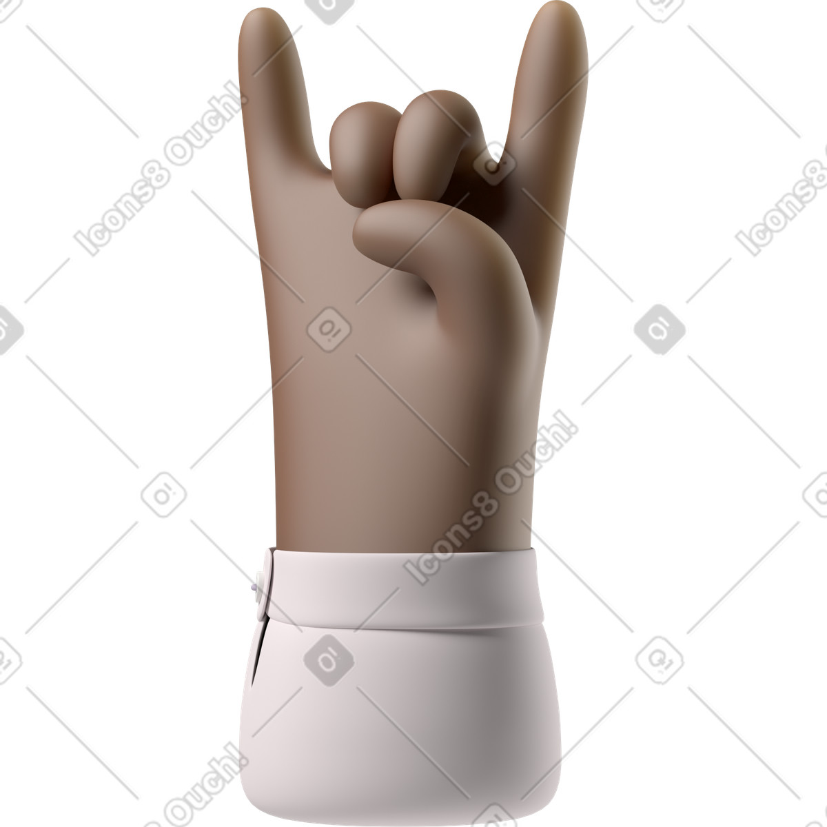 下载 3D Hands Fun&Wild 风格的 显示岩石标志的黑皮肤手 插画，支持 PNG、SVG 格式