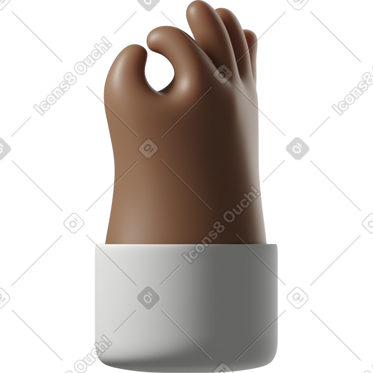Dunkelbraune hauthand, die ein ok-zeichen macht-Illustration im 3D Hands Fun&Wild-Stil als Download in PNG, SVG