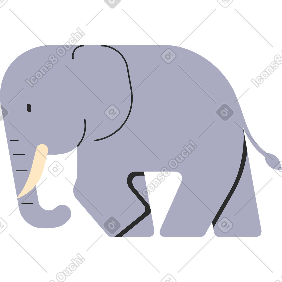 Elefant-Illustration im Marginalia-Stil als Download in PNG, SVG