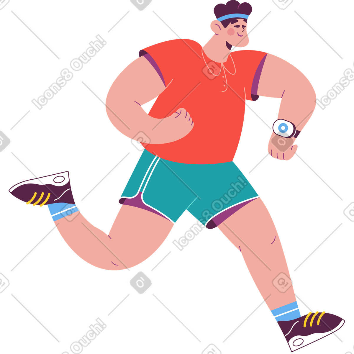 下载 Sammy 风格的 带着智能手表奔跑的人 插画，支持 PNG、SVG 格式