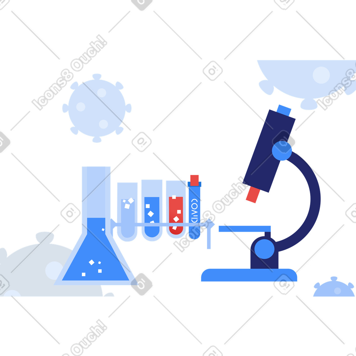 Sviluppo di un vaccino contro i virus in laboratorio illustrazione stile Clip scarica PNG, SVG