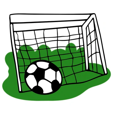 Close-up of a football with black and white panels, sitting in a white net after scoring a goal. The net has a tight weave, and the ball appears slightly deflated, nestled against the strands. The background shows blurred green grass and goalposts, emphasizing the moment of victory. The sunlight casts shadows on the net, creating a dynamic visual contrast.