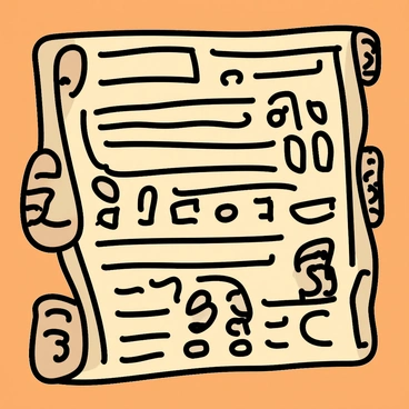 A collection of ancient scrolls with detailed ink patterns and mysterious symbols arranged on a wooden table.